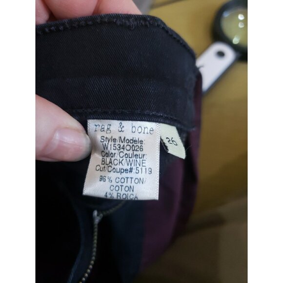 Rag & Bone Skinny Jeans Womens 26  Black Wine Striped Tuxedo Stretch 29 Inseam - Picture 8 of 8